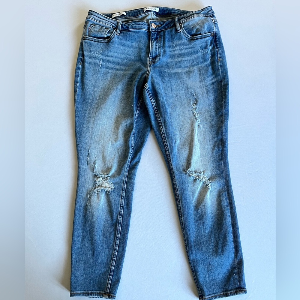 Vigoss Jagger Medium Blue Skinny Distressed Jeans 14